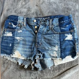 American Eagle Jean Shorts, Size 8, button up, vintage hi-rise festival